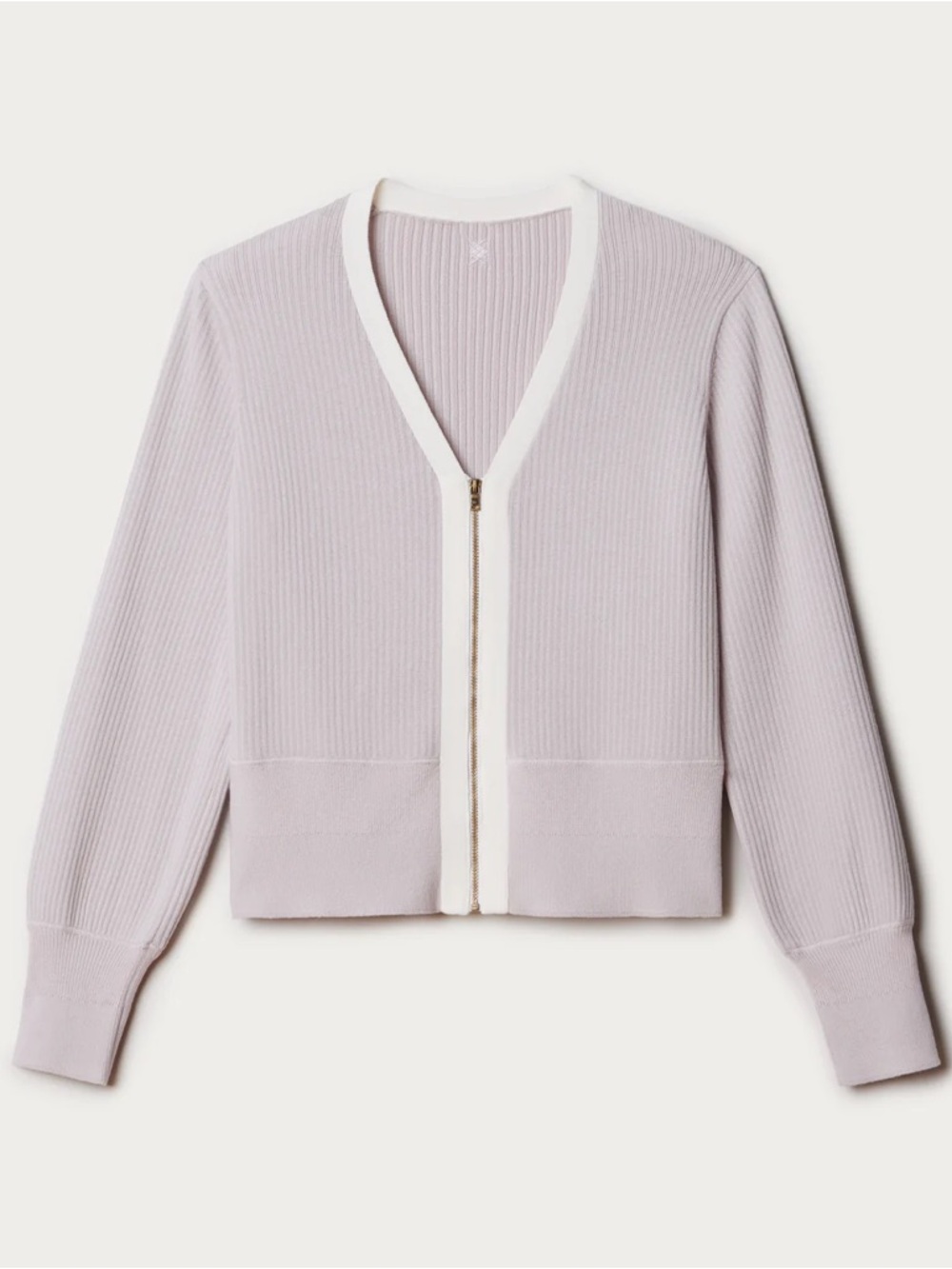 Rhone Pars Zip Up Cardigan V Neck Sweater Grey Lavender Size Medium